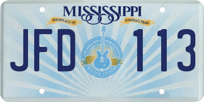 MS license plate JFD113