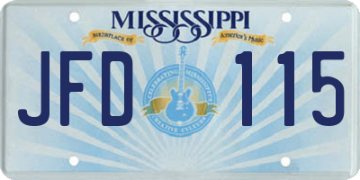 MS license plate JFD115