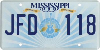 MS license plate JFD118