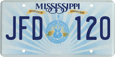 MS license plate JFD120