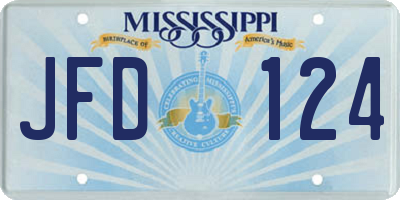 MS license plate JFD124