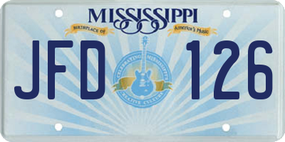 MS license plate JFD126