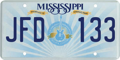 MS license plate JFD133