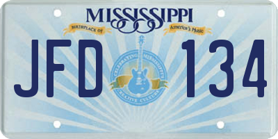 MS license plate JFD134