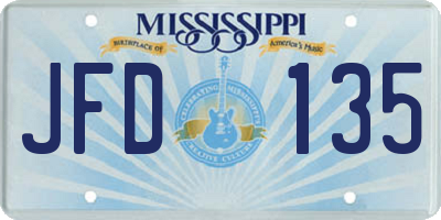 MS license plate JFD135