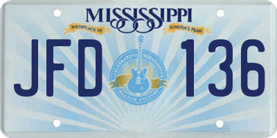 MS license plate JFD136