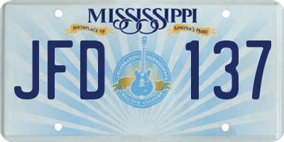 MS license plate JFD137