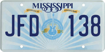 MS license plate JFD138