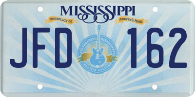 MS license plate JFD162