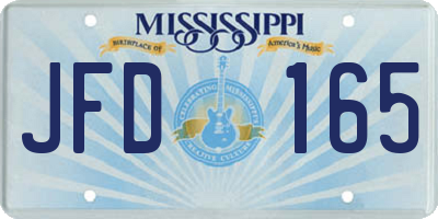 MS license plate JFD165