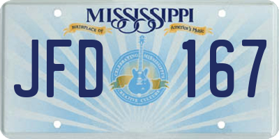 MS license plate JFD167