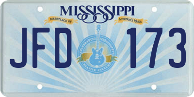 MS license plate JFD173