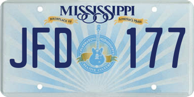 MS license plate JFD177