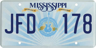 MS license plate JFD178