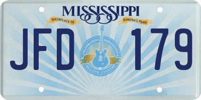 MS license plate JFD179
