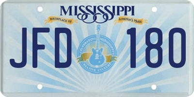 MS license plate JFD180