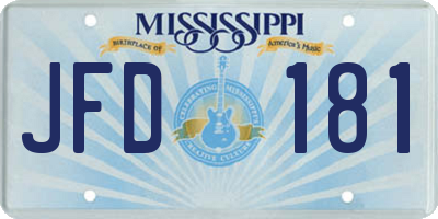 MS license plate JFD181