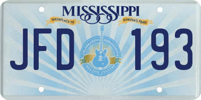 MS license plate JFD193