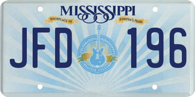 MS license plate JFD196