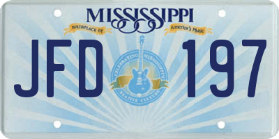 MS license plate JFD197