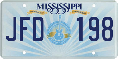 MS license plate JFD198