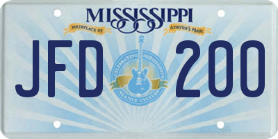 MS license plate JFD200