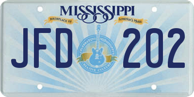 MS license plate JFD202