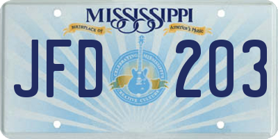 MS license plate JFD203