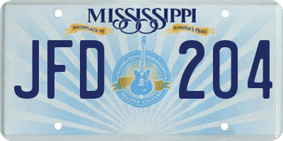 MS license plate JFD204