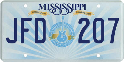 MS license plate JFD207