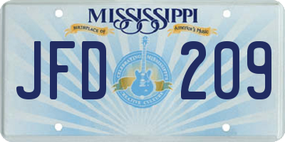 MS license plate JFD209