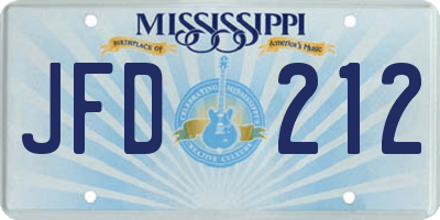 MS license plate JFD212