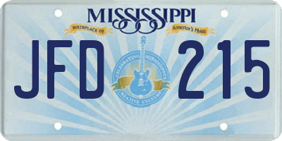 MS license plate JFD215
