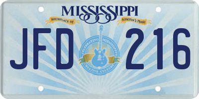 MS license plate JFD216