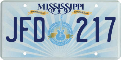 MS license plate JFD217