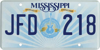 MS license plate JFD218