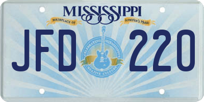 MS license plate JFD220