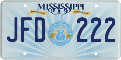 MS license plate JFD222