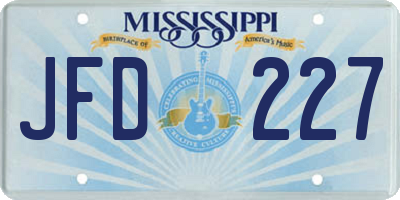 MS license plate JFD227