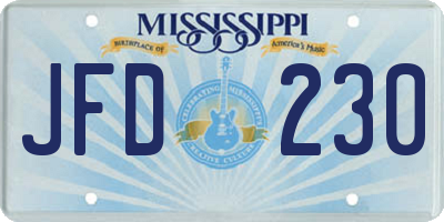 MS license plate JFD230