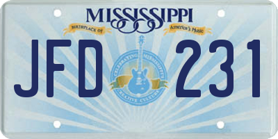 MS license plate JFD231