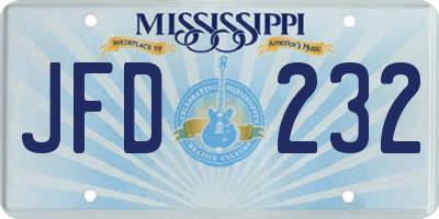 MS license plate JFD232