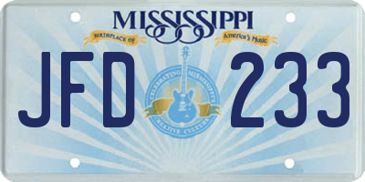 MS license plate JFD233