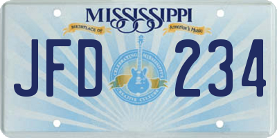 MS license plate JFD234