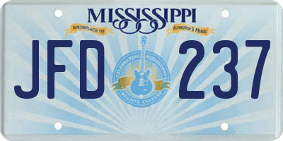 MS license plate JFD237
