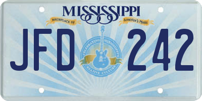 MS license plate JFD242