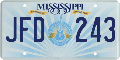 MS license plate JFD243