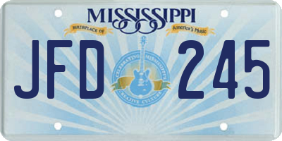 MS license plate JFD245