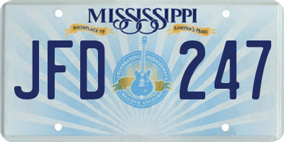 MS license plate JFD247