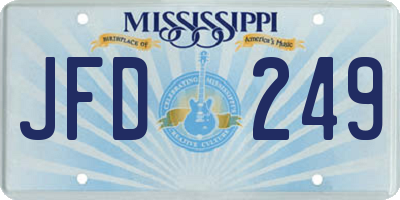 MS license plate JFD249